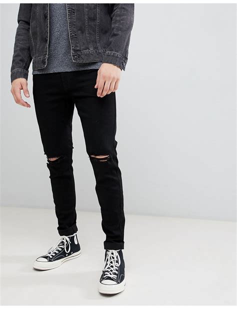 Hollister Destroy Super Skinny Jeans In Black For Men Lyst