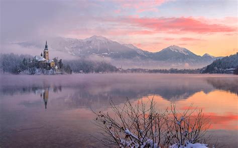 Daily Wallpaper Winter Morning In Bled Slovenia I Like To Waste My Time
