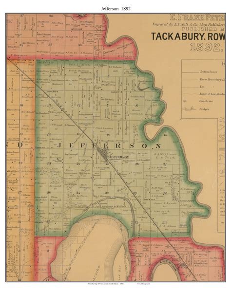 Jefferson South Dakota 1892 Old Town Map Custom Print Union Co