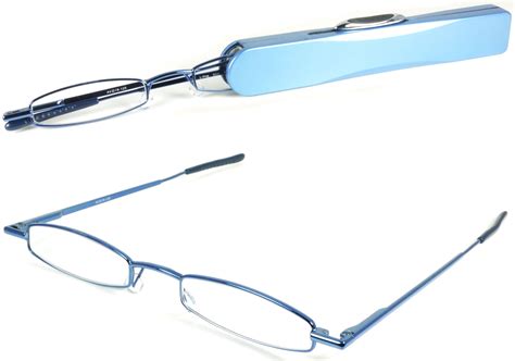 i mag mini slim metal spring hinge reading glasses with slide open hard case black