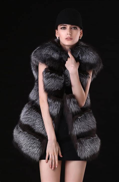New Arrival Genuine Silver Fox Fur Womens Vest Waistcoat Customized