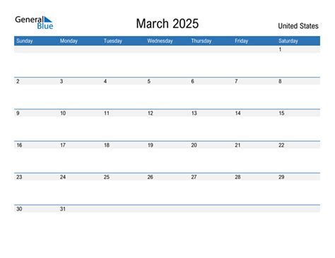 March 2025 Calendar With United States Holidays