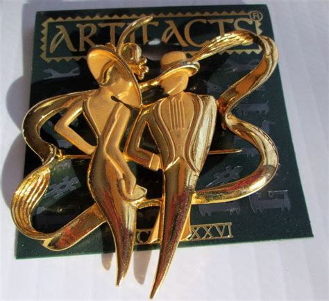 Old Vintage Jj Jonette Jewelry Signed Dancers Pin Brooch Unique Gift Free Shipping