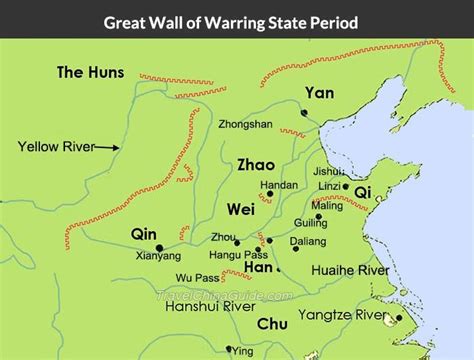 The Great Wall During The Warring States Period China Map Warring States Period Map