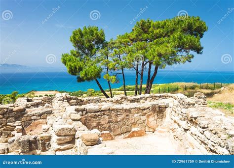 The Ruins Of Ancient Greece And The Mediterranean Sea Stock Image
