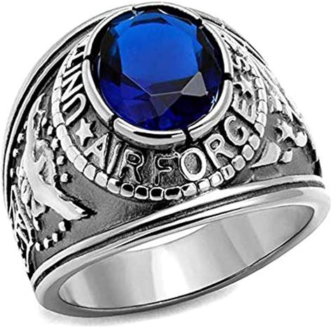 Us Air Force Ring Stainless Steel Wblue Stone Usaf Military