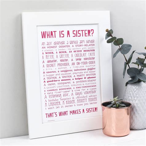 Personalised Sister Print With Sister Poem By Bespoke