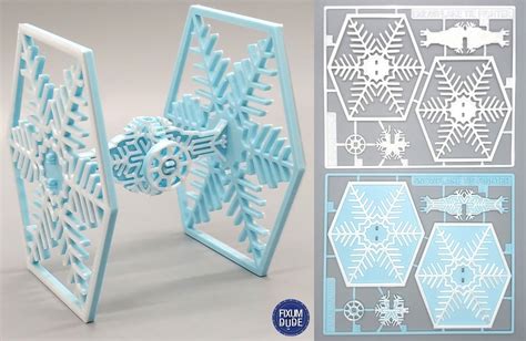 Snowflake Themed Tie Fighter Kit Cardornament 3dprinting
