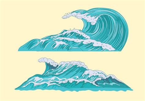 Establecer La Ilustración De Un Mar Con Olas Gigantes Painting Art
