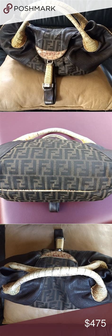 Authentic Fendi Large Brown Leather Spy Bag
