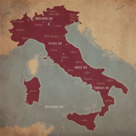Italy Wine Region Map City Prints