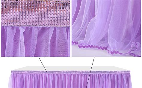 Purple Tutu Table Skirt Tulle Table Skirts With Sequin Trim