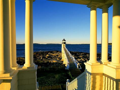Fantastisk Bakgrund Fyr Marshall Point Lighthouse Maine Widescreen