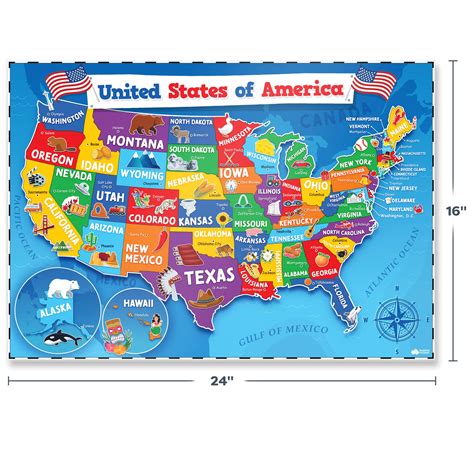 Buy United States And World Map Poster For Kids 2 Pc 24 X 18 Inch