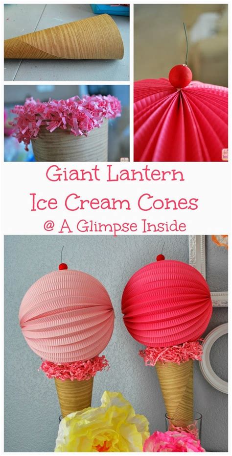 We've got the scoop on ice cream sundae bar ideas that include homemade sundae cups, magical menus and even homemade ice cream that you'll love. Giant Lantern Ice Cream Cone Decorations (With images ...