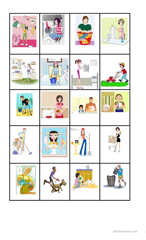 Chores Pictionary Worksheet Free Esl Printable