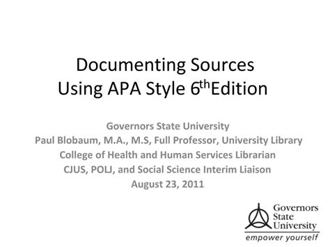 Ppt Documenting Sources Using Apa Style 6th Edition Powerpoint