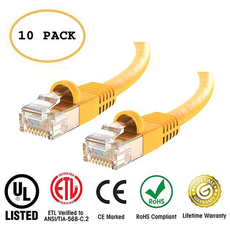 Huetron 10 Pack Cat 6 Ethernet Cable Cat6 Snagless Patch 1 Feet