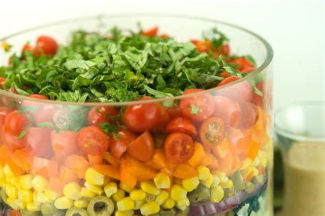 Seven Layer Salad With Creamy Salsa Dressing Afoodieaffair