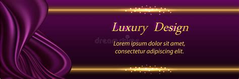Luxury Background With Silk Purple Wavy Swirl And Golden Border Lines