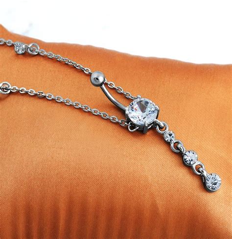 Fashion Crystal Rhinestone Navel Ring Belly Button Bar Waist Chain For