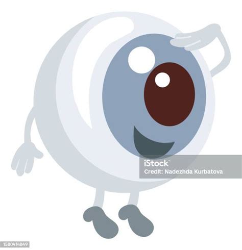Cute Organ Character Cartoon Eyeball With Happy Face Eye Looks Forward
