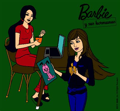 Dibujo De Barbie Y Su Hermana Merendando Pintado Por Crisin En Dibujos The Best Porn Website