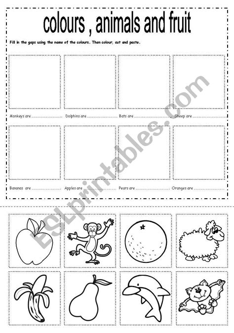 Colours Animals And Fruit Esl Worksheet By Noelica