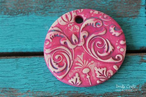 Damask Polymer Clay Pendants Made With Sculpey