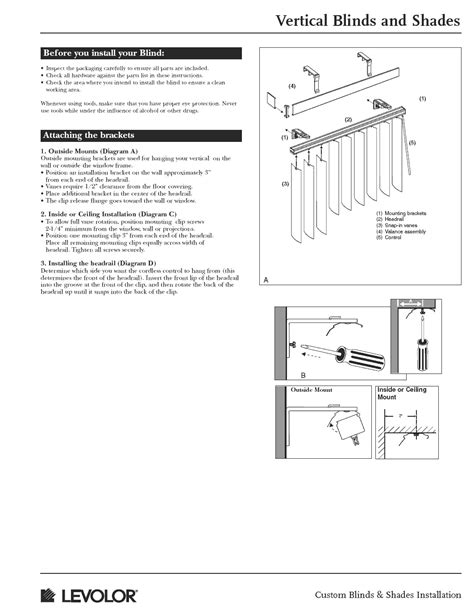 Levolor Vertical Blinds And Shades Installation Instructions