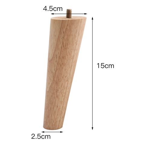 4pcs Wooden Furniture Legs Solid Wood Oblique Tapered Replacement Feet