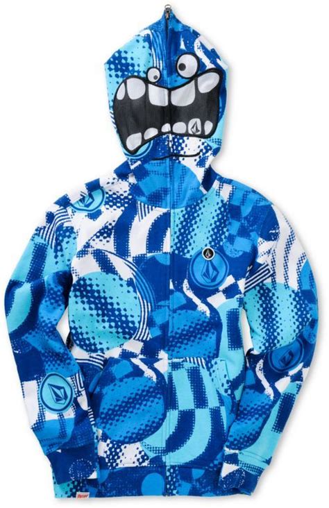 Volcom Boys Maguro Circle Blue Face Mask Hoodie Zumiez Blue Face