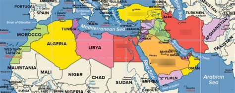 Middle East And North Africa Political Map Diagram Quizlet