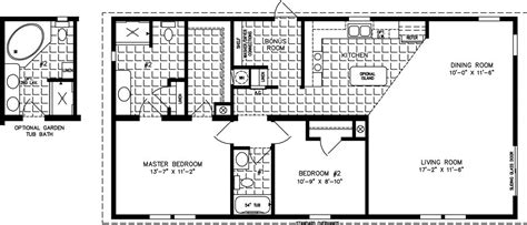 Two Bedroom 2 Bedroom Double Wide Mobile Home Floor Plans Homeplan One