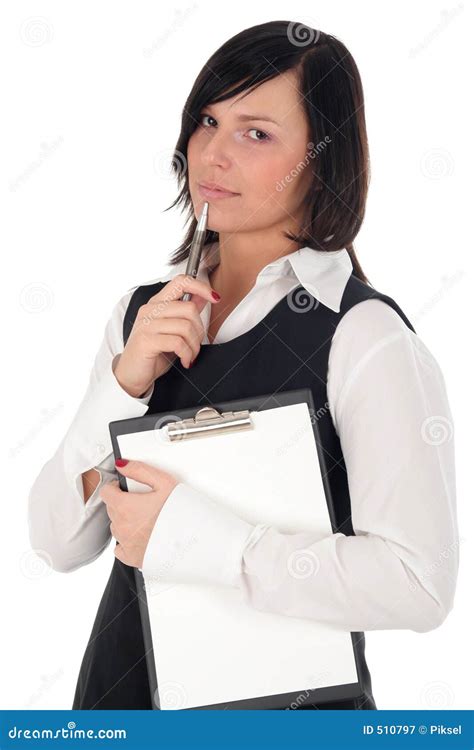 Businesswoman With Clipboard And Pen Stock Image Image Of Corporate