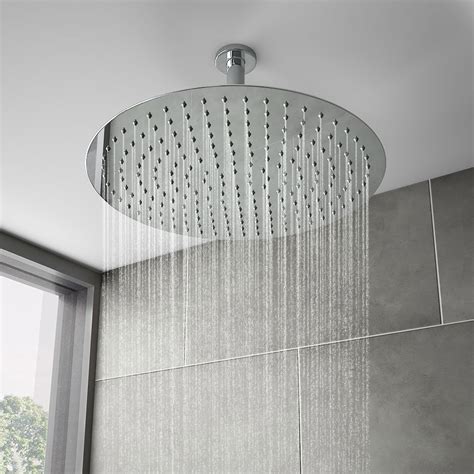 Cruze Large 400mm Thin Round Shower Head Ceiling Mounted Arm