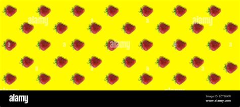 Background Pattern Strawberries On A Yellow Background Blank For