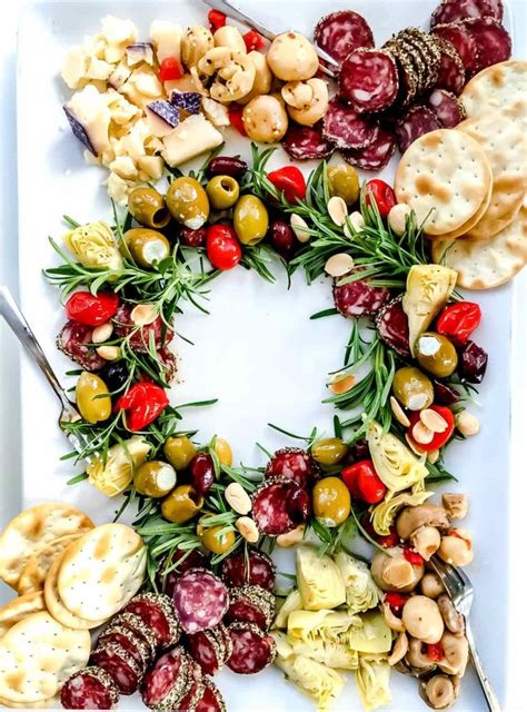 Antipasto Christmas Wreath Appetizer Foodiecrush Com