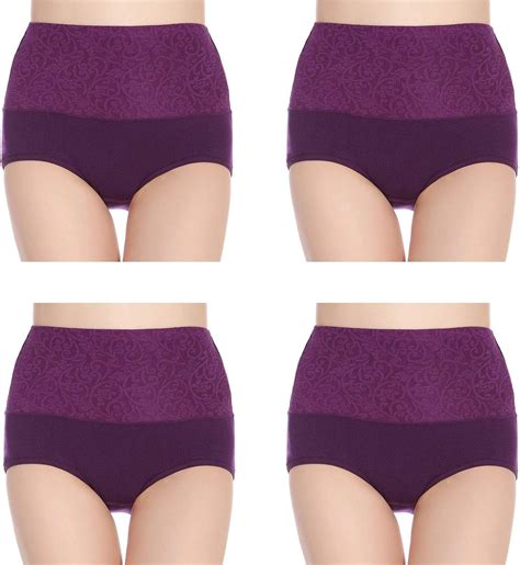Amazon Com Women S High Waist Panties Tummy Control Briefs Cotton Underwear No Muffin Top