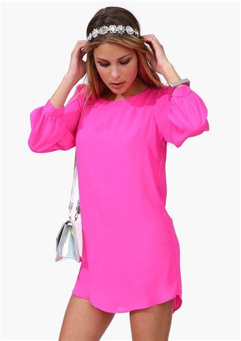 Super Cute Look Fashion Neon Pink Dresses Shopping Womens Dresses