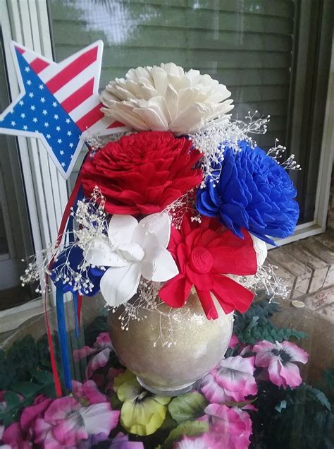 Red White And Blue Floral Arrangement Great For Summer Decor Memorial