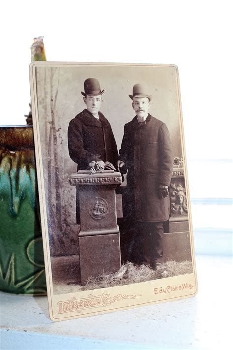 Antique Photograph Edwardian Men In Bowler Hats 1800s Cabinet Card