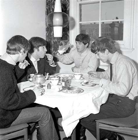 The Beatles Enjoying A Meal In London In October 1963 The Beatles