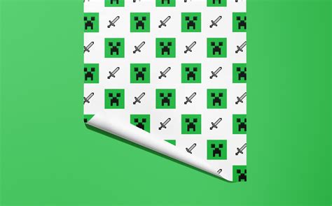 Minecraft Wrapping Paper Creeper Hand Made T Wrap Etsy