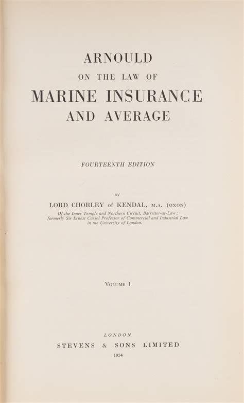 Arnould On The Law Of Marine Insurance And Average 14th Ed 2 Vols