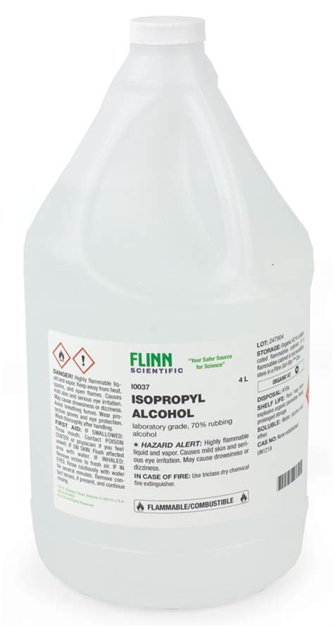 Isopropyl Alcohol 70 Laboratory Grade 4 L Flinn Scientific