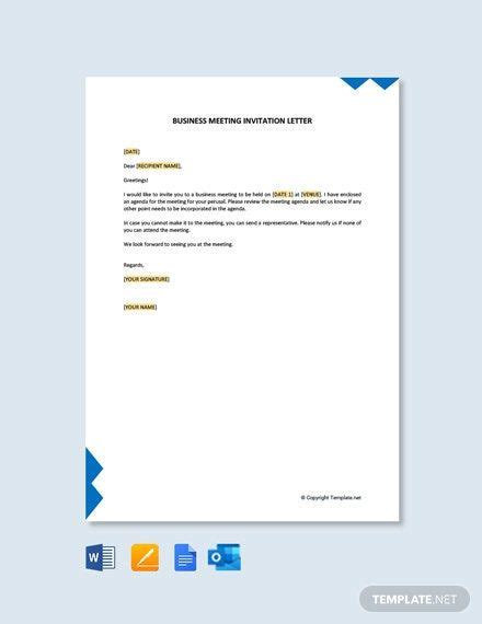 Therefore, for any event, the first thing we do is to select an invitation letter with which we can invite our guests to the event.however, you may think that you can verbally invite people for occasions like a birthday party or marriage, but, it is necessary. FREE Formal Business Meeting Invitation Letter Template ...