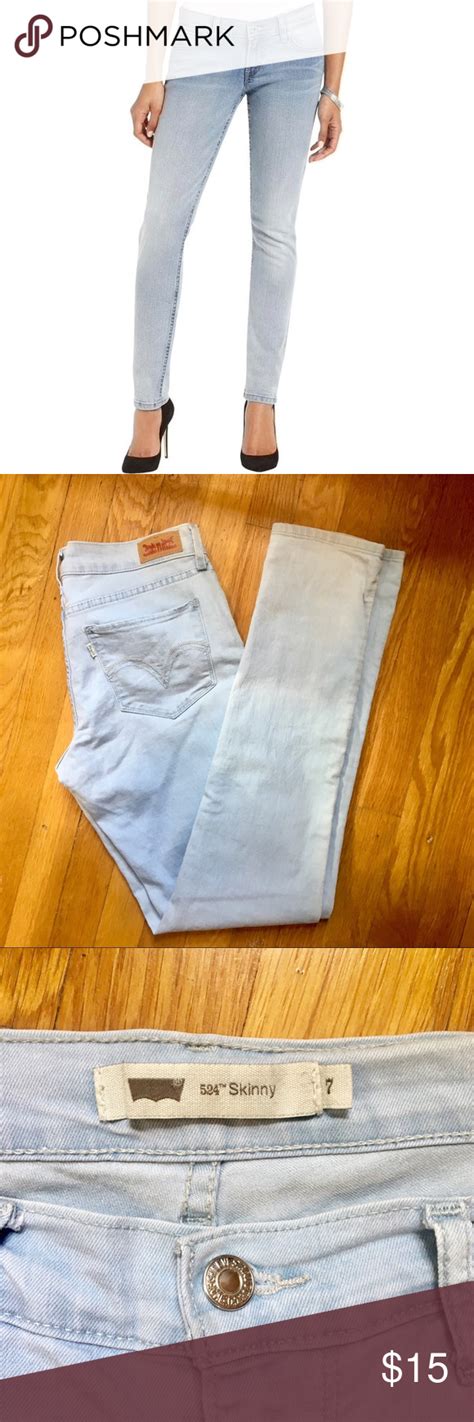 Levis 524 Skinny Light Wash Denim Light Wash Skinny Jeans In Great Condition Size 7 Levis