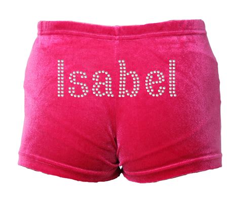 Bekleidung New Velour Gymnastic Hipster Shorts With Name In Glitter