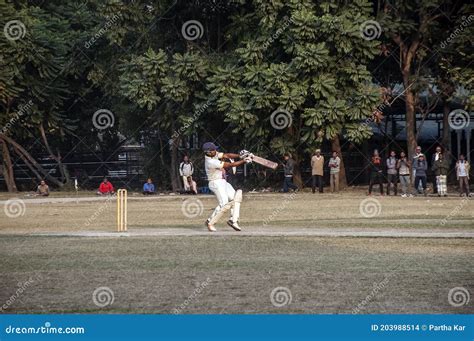 The Batsman Drove A Ball In A Cricket Match Editorial Stock Image